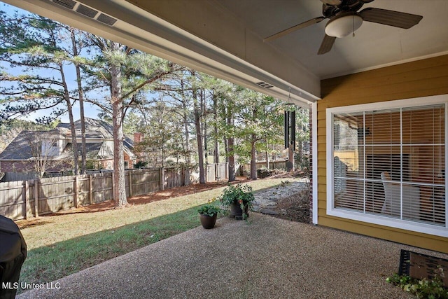 view of patio / terrace with ceiling fan