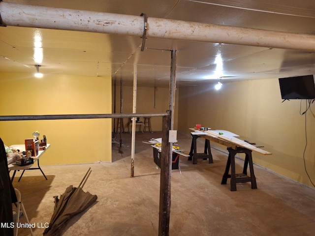 view of finished below grade area