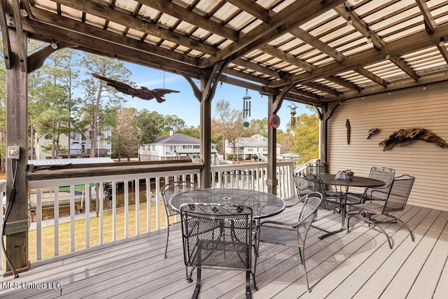 wooden terrace featuring a pergola