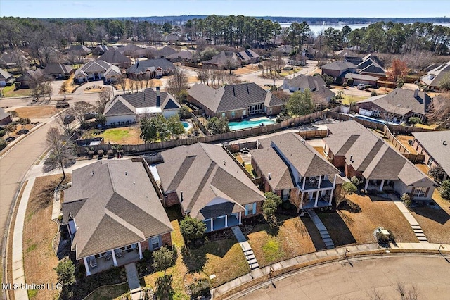 aerial view with a residential view