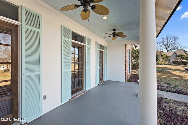 view of patio / terrace featuring ceiling fan