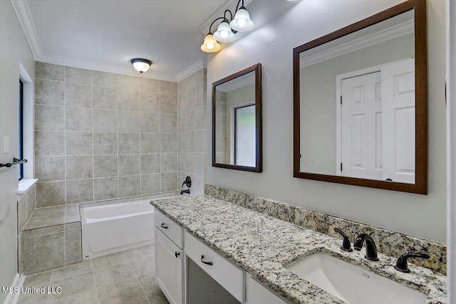 4441 Wedgewood St, Jackson, MS 39211 - full bathroom featuring ornamental molding, tile patterned floors, vanity, and a bathing tub