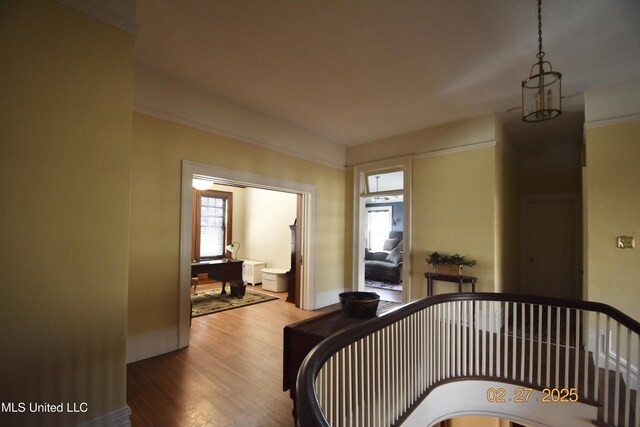 interior space featuring baseboards and wood finished floors