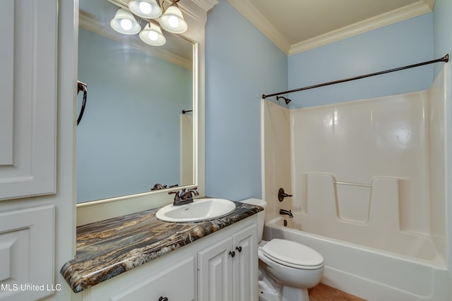 104 Faith Way, Brandon, MS 39042 - full bath featuring crown molding, vanity, toilet, and shower / bathtub combination