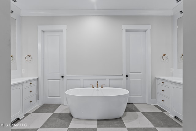 bathroom featuring vanity and a bathtub