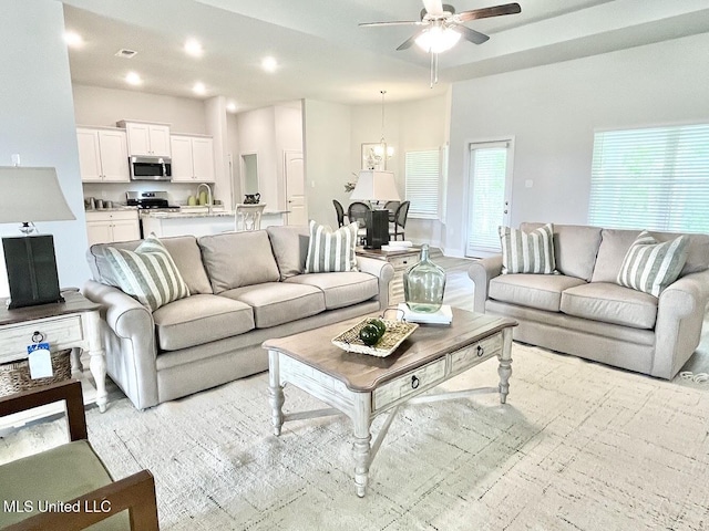 15681 Perdido Dr, Gulfport, MS 39503 - living room with a ceiling fan and recessed lighting