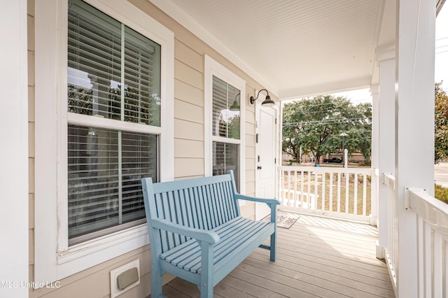 wooden deck with covered porch