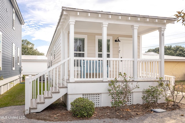 exterior space featuring a porch