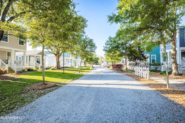 view of road featuring a residential view