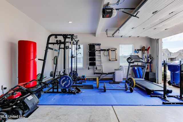 exercise room with concrete flooring