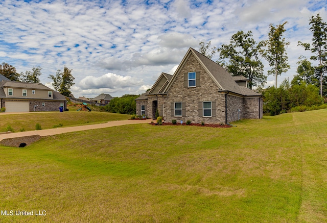 view of property exterior featuring a lawn