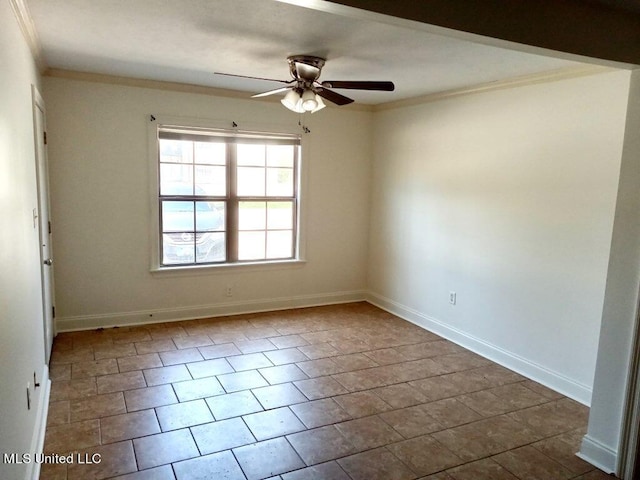 502 Dorsett Dr, Indianola, MS 38751 - unfurnished room featuring tile patterned floors, ornamental molding, and ceiling fan