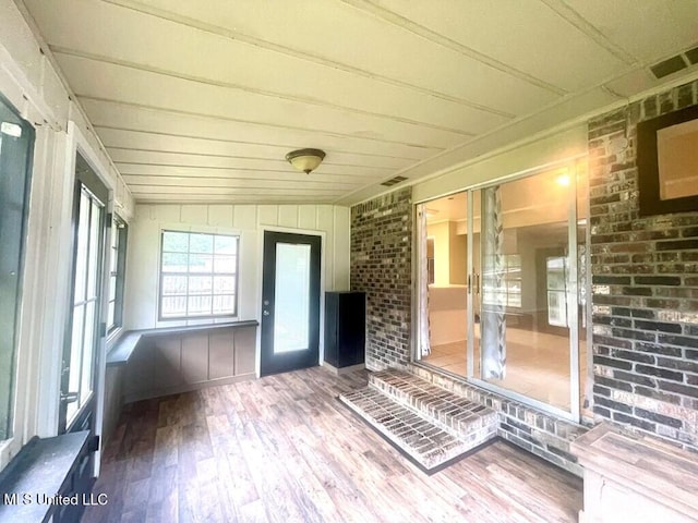 view of unfurnished sunroom