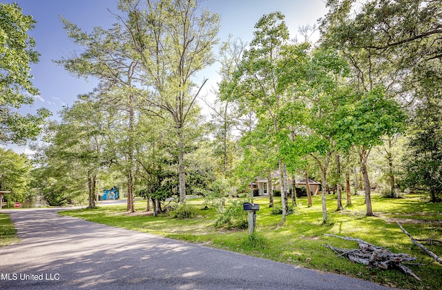 8113 Barron Rd, Moss Point, MS 39562 - view of asphalt street with traffic signs and view of scattered trees