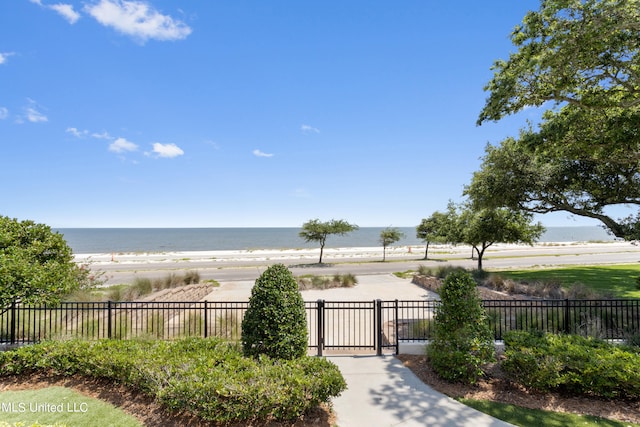 property view of water with a view of the beach