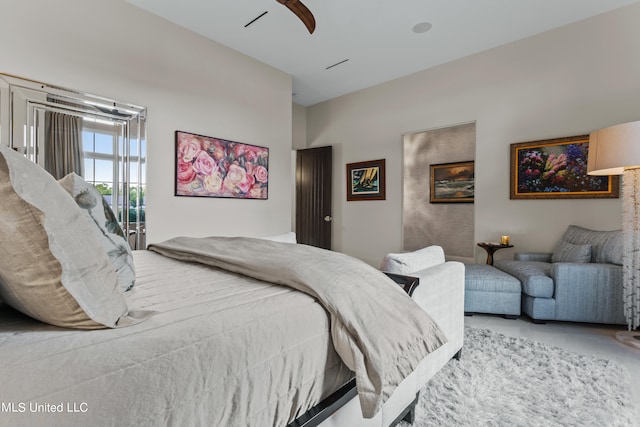 bedroom featuring ceiling fan