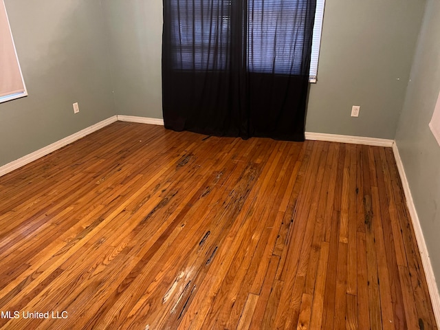 spare room featuring wood-type flooring