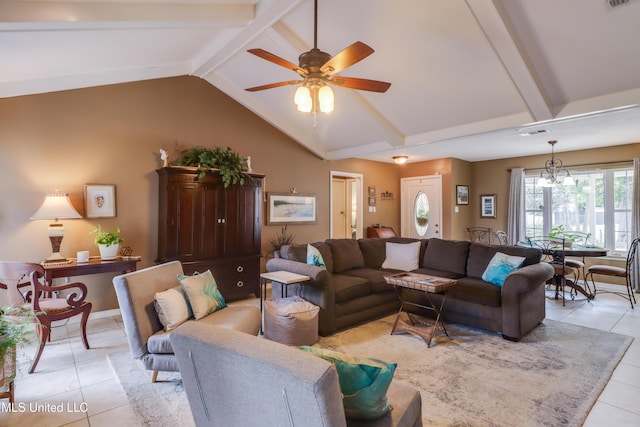 109 Palm Ave, Pass Christian, MS 39571 - living area with light tile patterned flooring, ceiling fan, and a chandelier