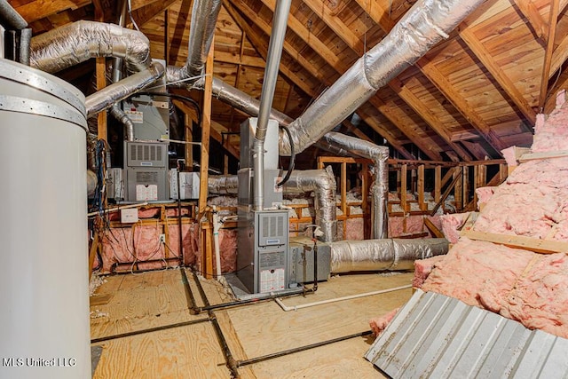 attic with gas water heater