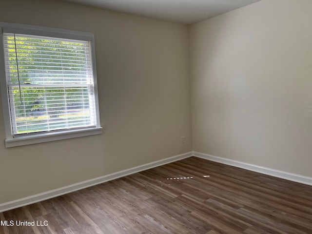 spare room featuring dark wood-type flooring