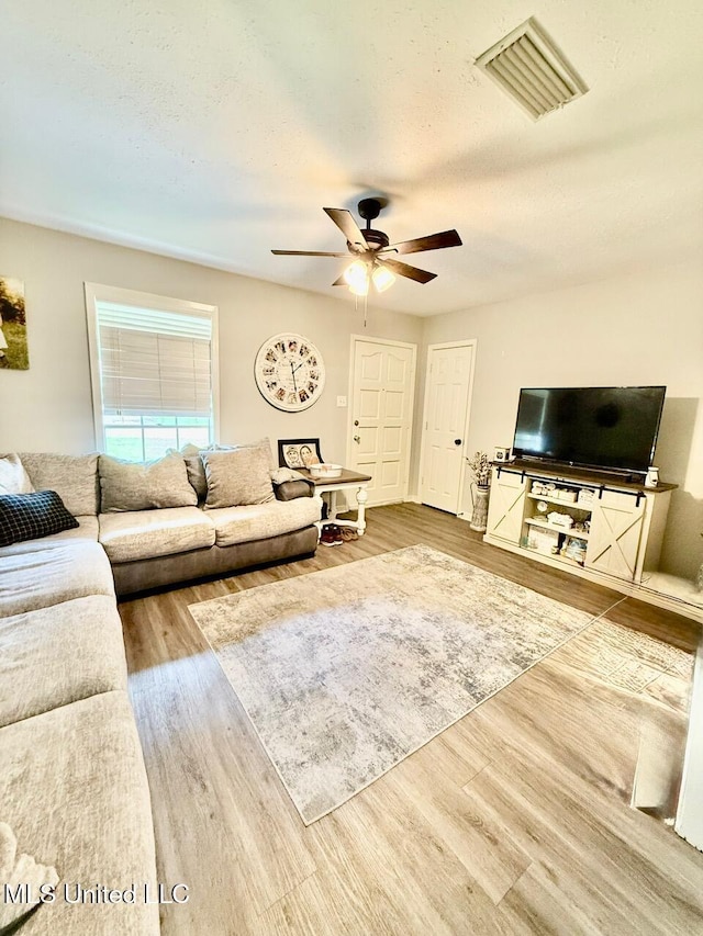 412 Monica Ln, Pearl, MS 39208 - living area featuring wood finished floors and ceiling fan