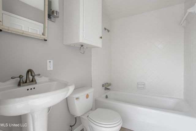 full bathroom with toilet, shower / bath combination, and sink