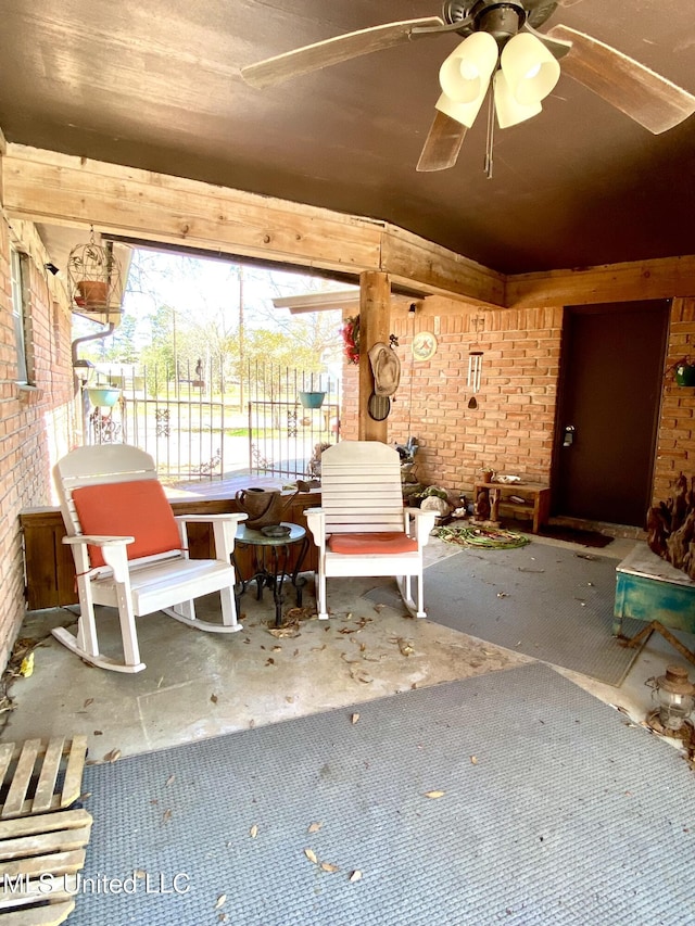 view of patio with a ceiling fan