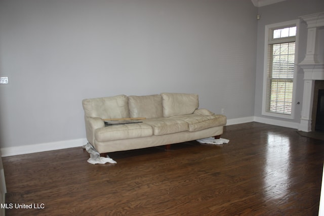 unfurnished room with dark wood-type flooring