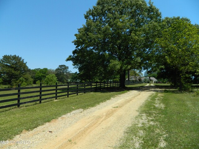 view of street with a rural view