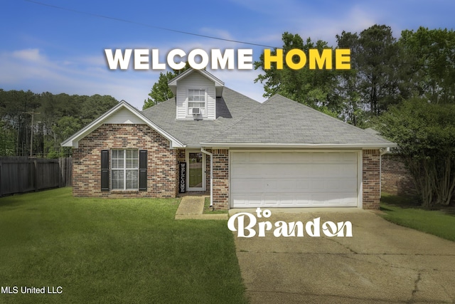 1201 Arbor Hill Dr, Brandon, MS 39042 - view of front of home featuring brick siding, an attached garage, driveway, roof with shingles, and cooling unit