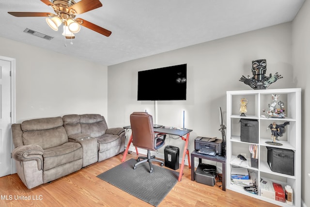 1201 Arbor Hill Dr, Brandon, MS 39042 - office featuring wood finished floors and a ceiling fan