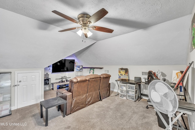 1201 Arbor Hill Dr, Brandon, MS 39042 - interior space with ceiling fan, a textured ceiling, vaulted ceiling, and baseboards