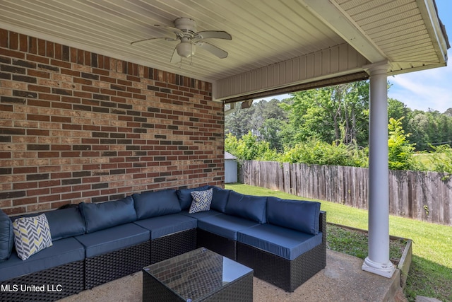 1201 Arbor Hill Dr, Brandon, MS 39042 - view of patio / terrace with outdoor lounge area and a ceiling fan