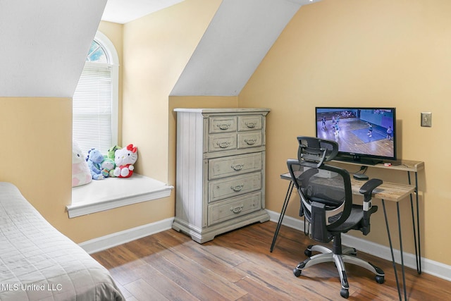 108 Kenbridge Ln, Madison, MS 39110 - bedroom with wood finished floors, vaulted ceiling, and baseboards