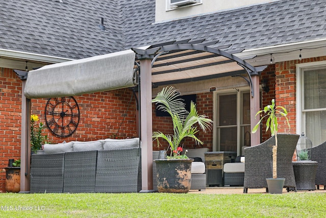108 Kenbridge Ln, Madison, MS 39110 - view of side of home with a shingled roof, outdoor lounge area, and brick siding