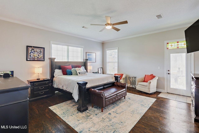 30 Charleston Cir, Brandon, MS 39047 - bedroom featuring wood finished floors, crown molding, a ceiling fan, and a textured ceiling