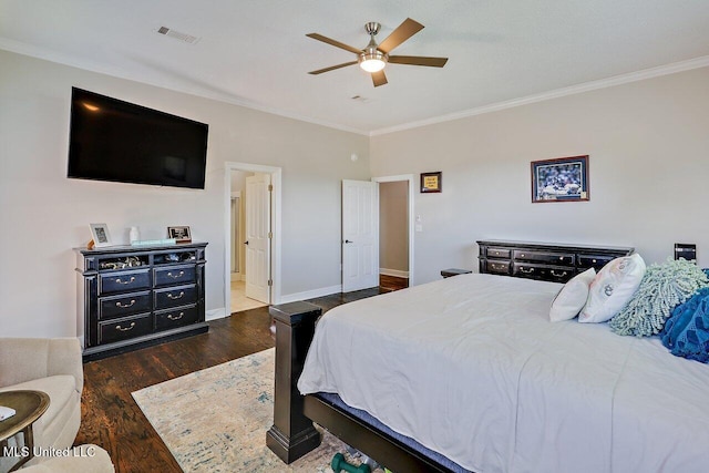 30 Charleston Cir, Brandon, MS 39047 - bedroom featuring crown molding, wood finished floors, ceiling fan, and connected bathroom