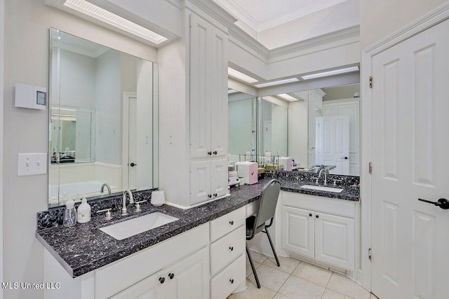 30 Charleston Cir, Brandon, MS 39047 - bathroom featuring ornamental molding, vanity, and tile patterned flooring