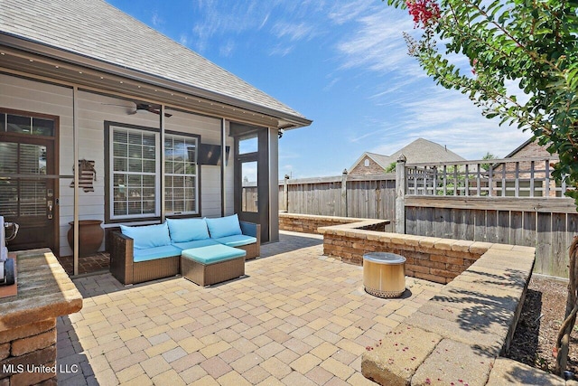 30 Charleston Cir, Brandon, MS 39047 - view of patio featuring an outdoor living space and a ceiling fan