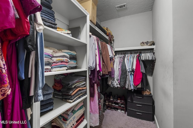 walk in closet featuring carpet