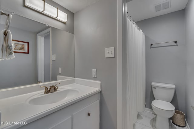 full bath with marble finish flooring, toilet, vanity, and baseboards