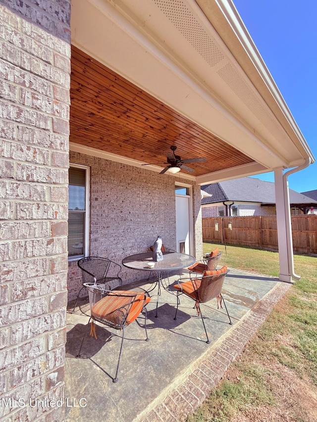 view of patio / terrace with ceiling fan