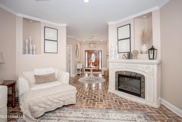 interior space with ornamental molding