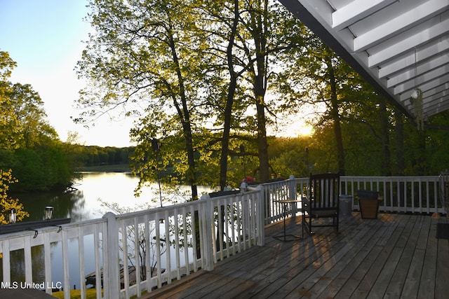 deck with a water view
