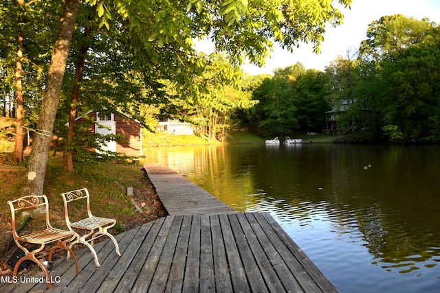 view of dock featuring a water view