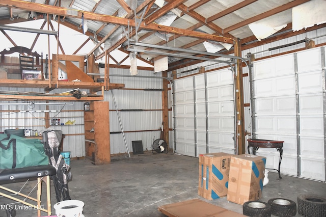garage featuring metal wall