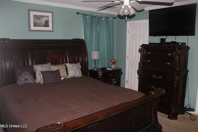 100 Roseleigh Cv, Batesville, MS 38606 - bedroom with carpet flooring, crown molding, and ceiling fan