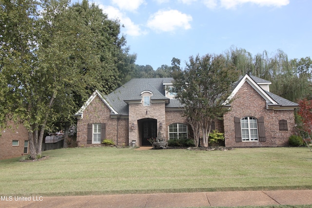 view of front of home with a front lawn