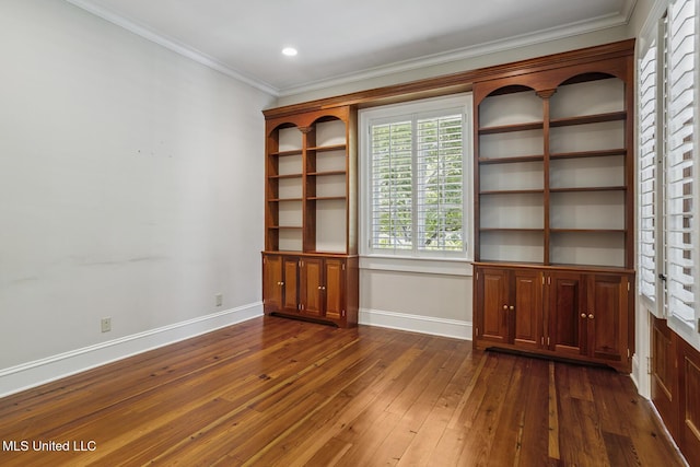 1 Cypress Ln, Jackson, MS 39211 - empty room featuring dark wood-style flooring, ornamental molding, and recessed lighting