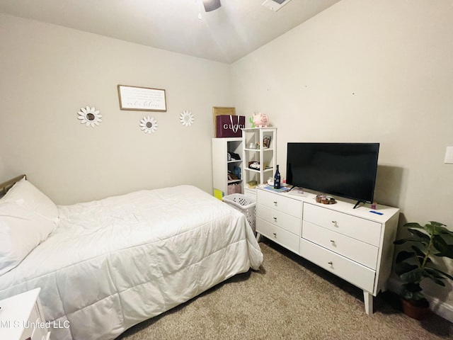 carpeted bedroom with a ceiling fan
